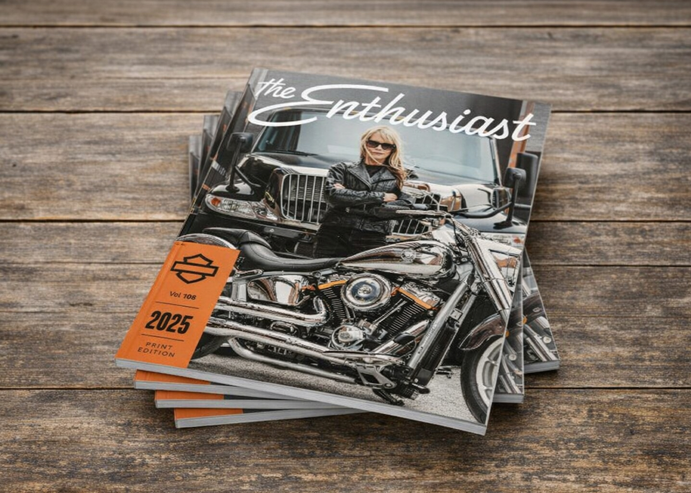 Stack of The Enthusiast 2025 print magazines